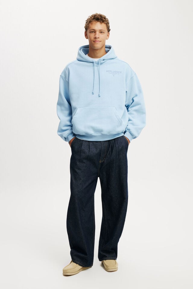 Cotton On Box Fit Graphic Hoodie Pearl Blue/affluence