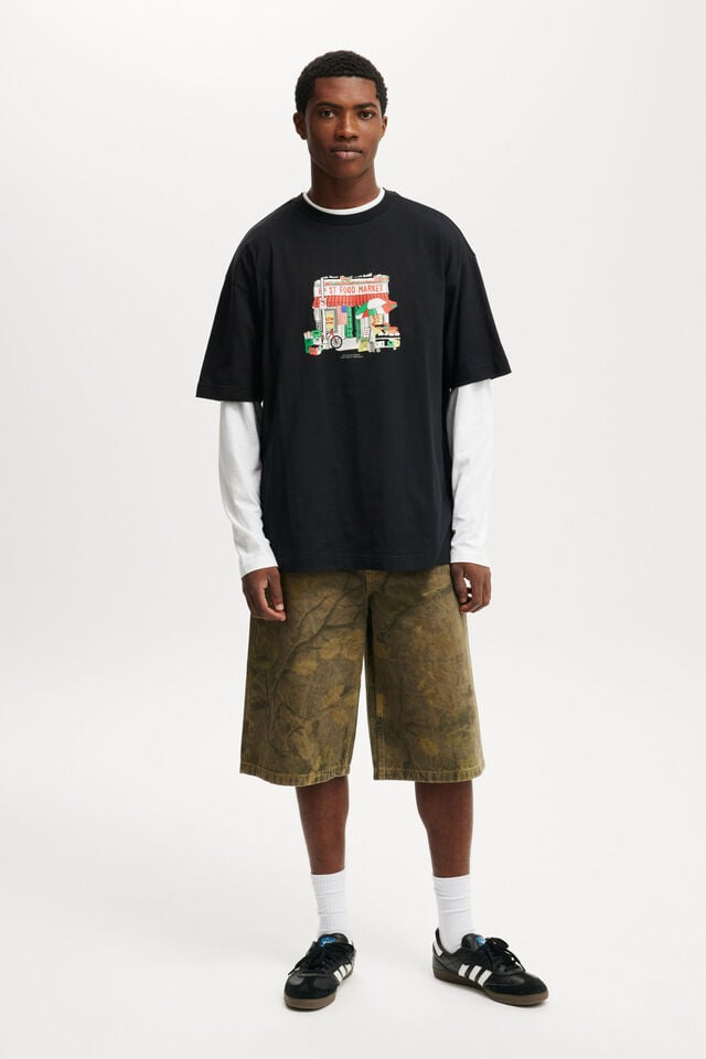 Cotton On Box Fit Graphic T-Shirt Black/8th St Food Market