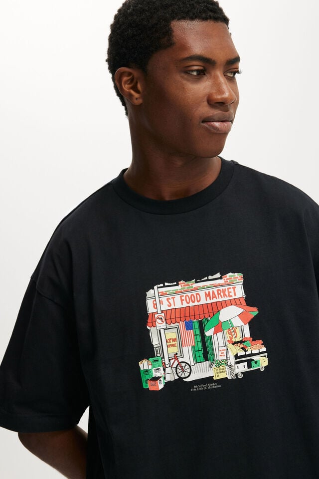 Cotton On Box Fit Graphic T-Shirt Black/8th St Food Market