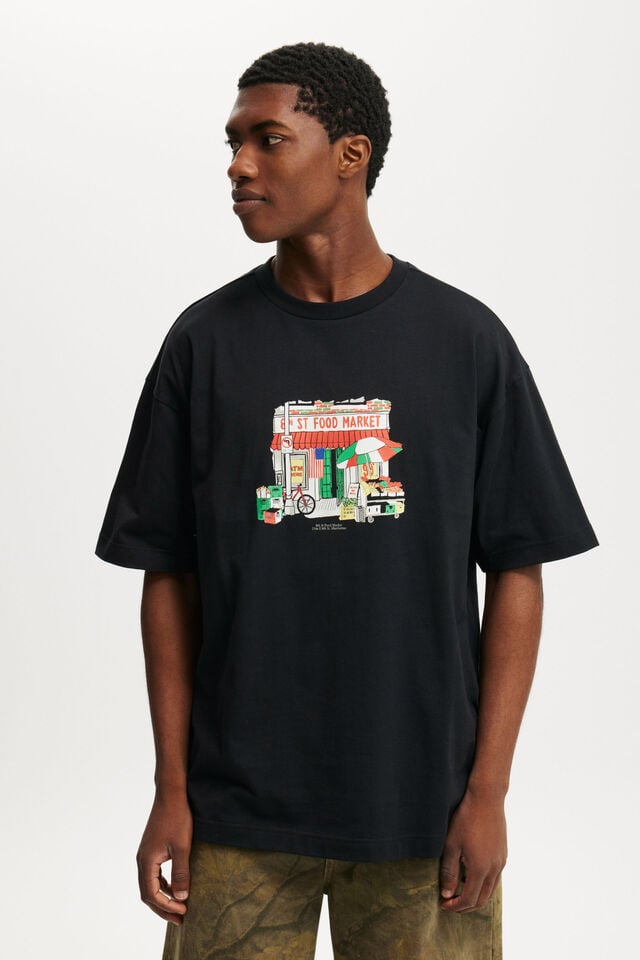 cotton on Box Fit Graphic T-Shirt black/8th st food market