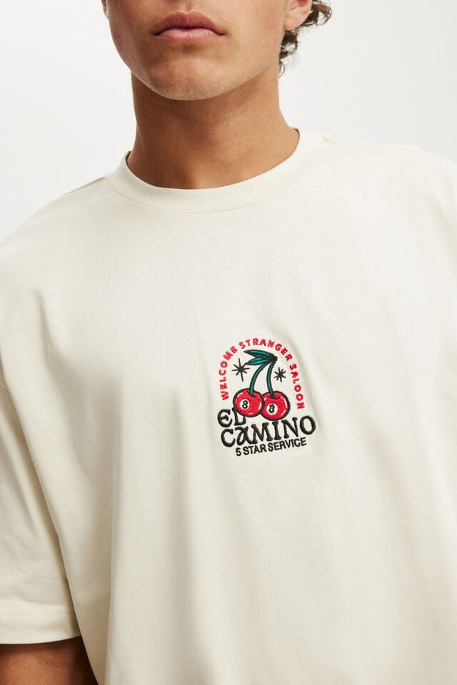 Cotton On Box Fit Graphic T-Shirt Bone/cherry Eights