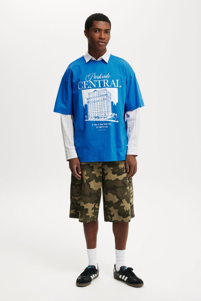 Cotton On Box Fit Graphic T-Shirt Electric Blue/parkside Central