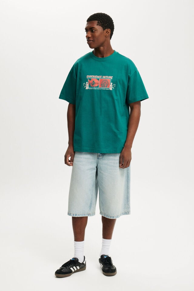 Cotton On Box Fit Graphic T-Shirt Emerald/experience Nature