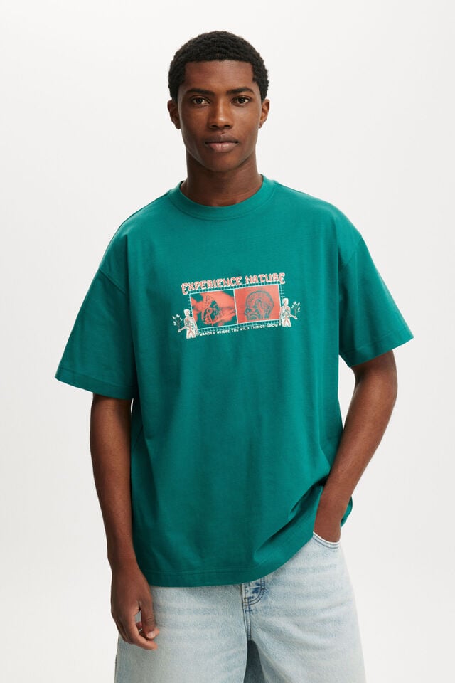 cotton on Box Fit Graphic T-Shirt emerald/experience nature