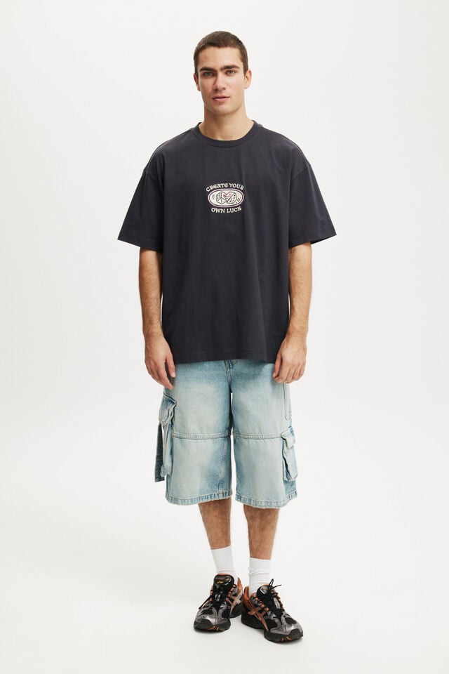 Cotton On Box Fit Graphic T-Shirt Ink Navy/own Luck