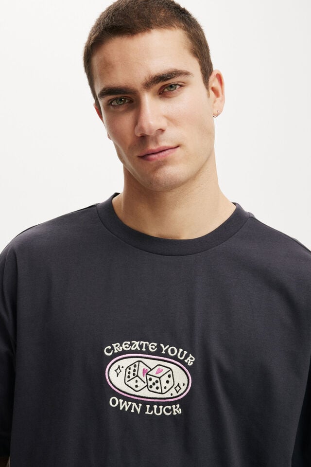 Cotton On Box Fit Graphic T-Shirt Ink Navy/own Luck