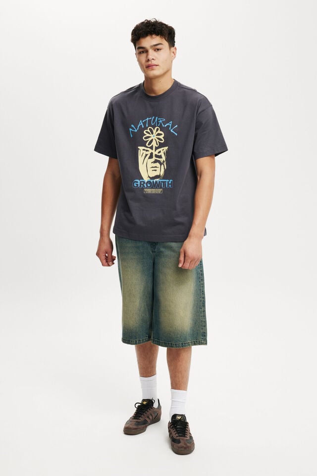 Cotton On Box Fit Graphic T-Shirt Late Night Blue/natural Growth