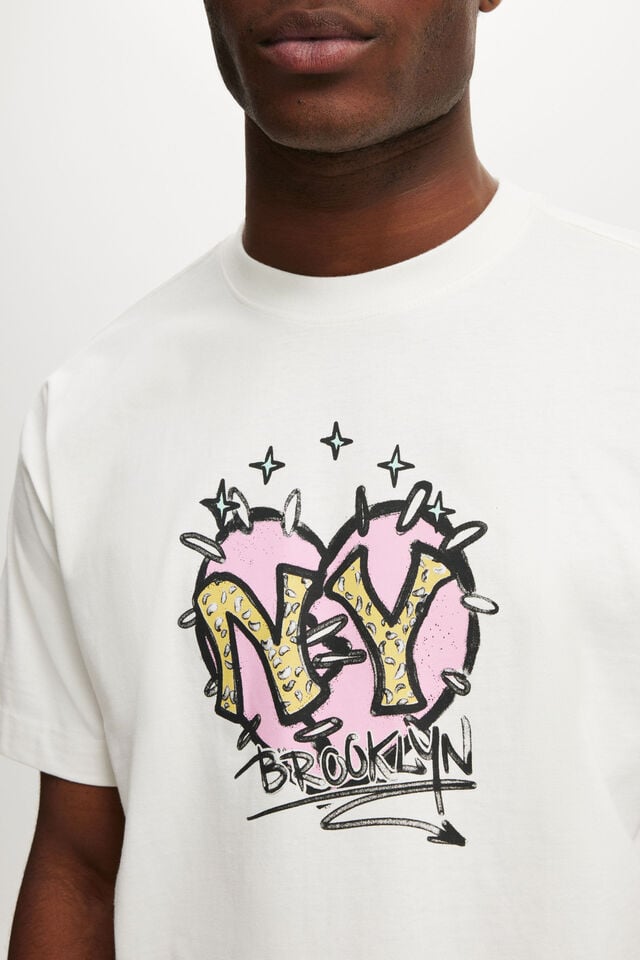 Cotton On Box Fit Graphic T-Shirt Vintage White/ny Cupid Love