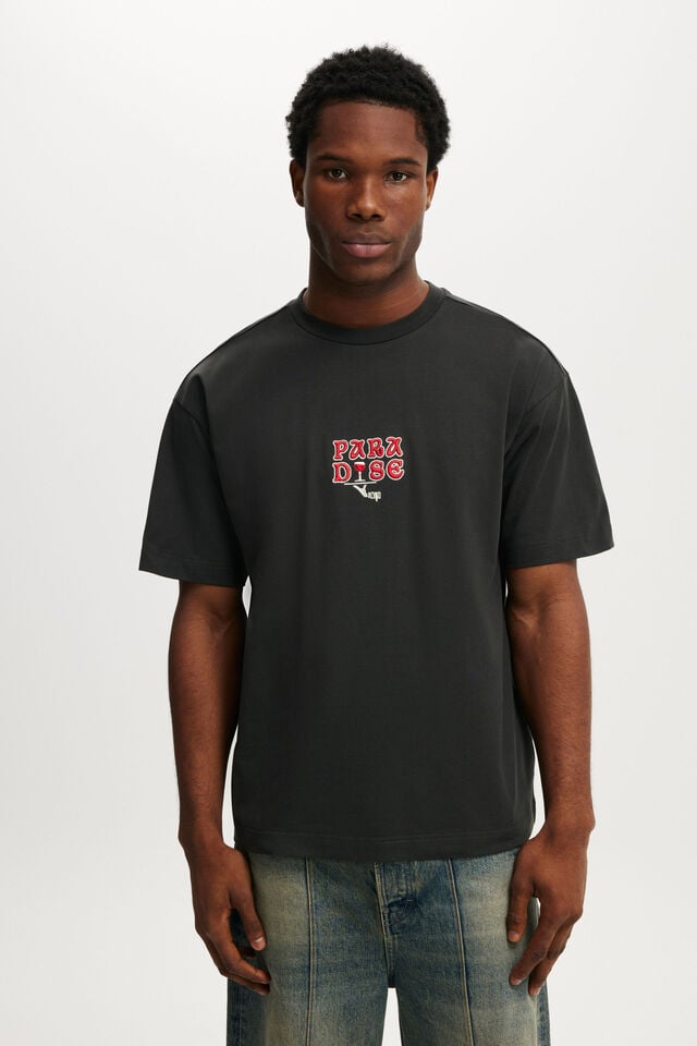 cotton on Box Fit Graphic T-Shirt washed black/paradise