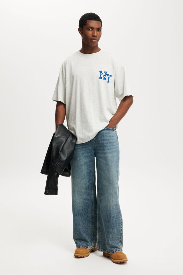 Cotton On Box Fit Graphic T-Shirt White Marle/grand Central