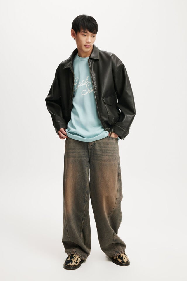 Cotton On Box Fit Graphic T-Shirt Young Blue/east London