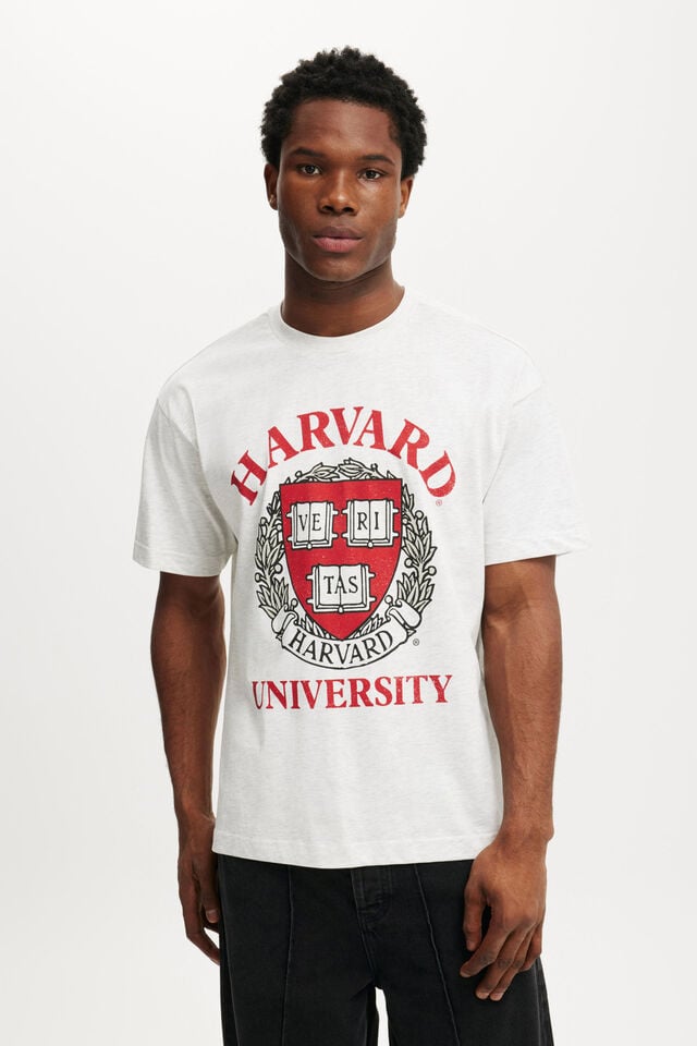 cotton on Box Fit License T-Shirt lcn har white marle / harvard - crest