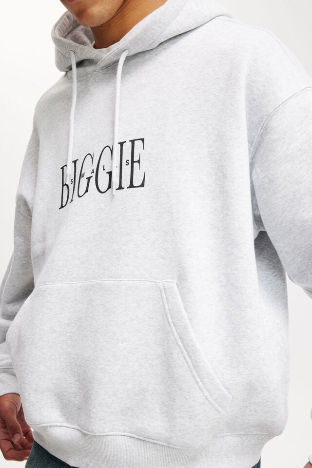 Cotton On Box Fit Music Hoodie Lcn Mt Grey Marle/biggie - Biggie Smalls