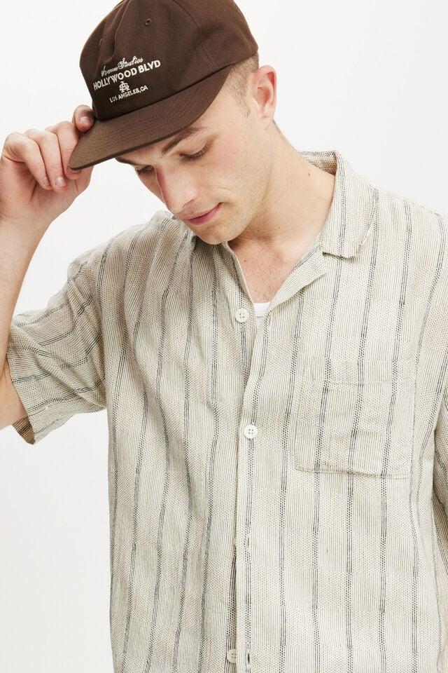 Cotton On Box Fit Short Sleeve Shirt Off White Grid Check