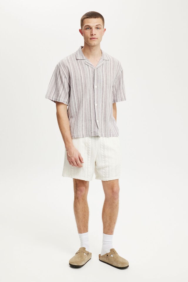 Cotton On Box Fit Short Sleeve Shirt Pink Multi Stripe