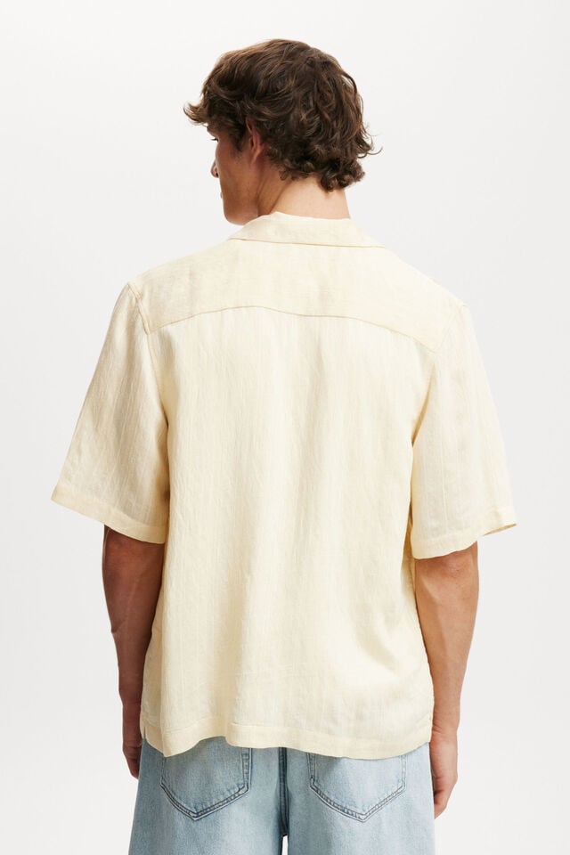 Cotton On Box Fit Short Sleeve Shirt Summer Yellow Dobby