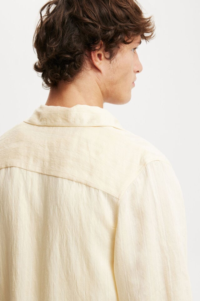 Cotton On Box Fit Short Sleeve Shirt Summer Yellow Dobby