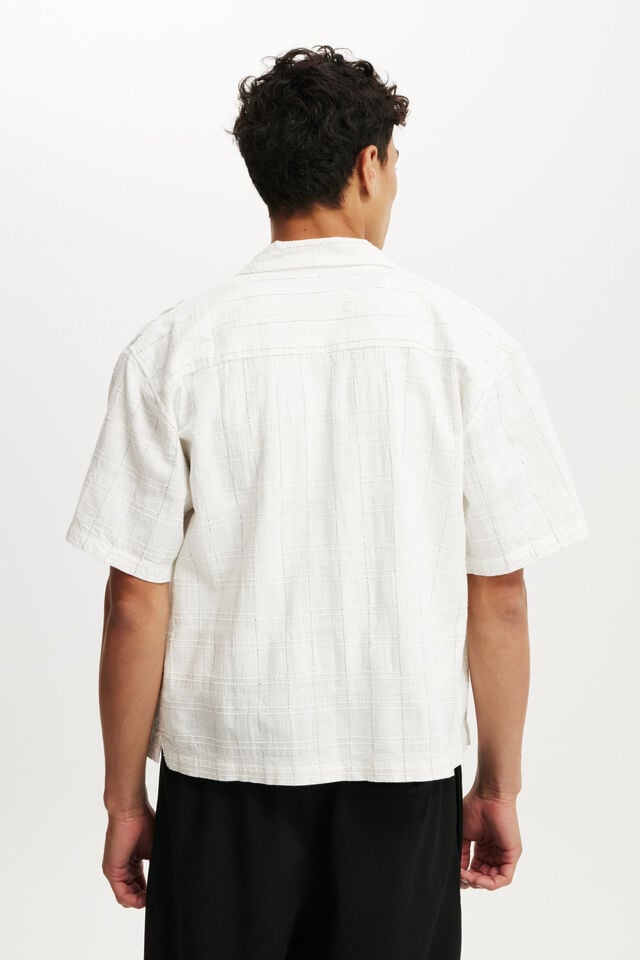 Cotton On Box Fit Short Sleeve Shirt White Dobby Check