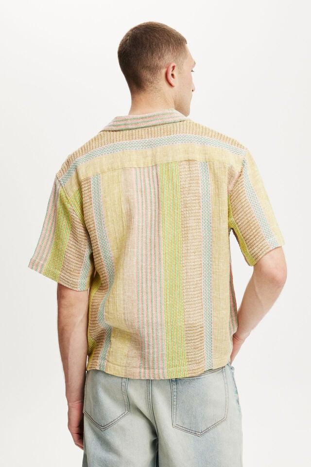 Cotton On Box Fit Short Sleeve Shirt Yellow Multi Stripe