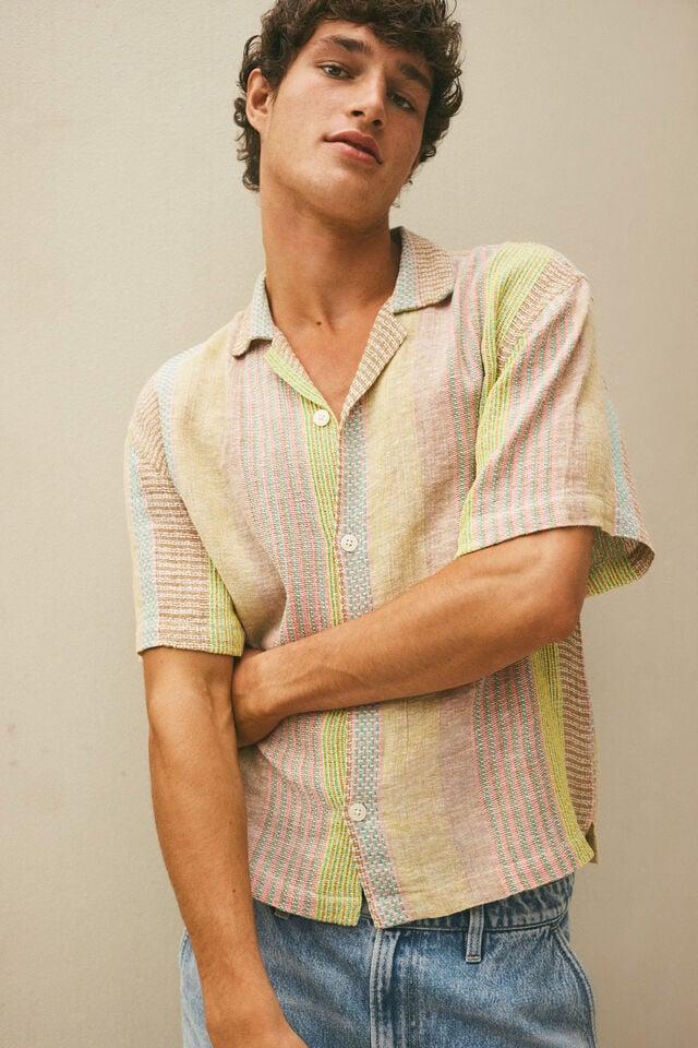 cotton on Box Fit Short Sleeve Shirt yellow multi stripe