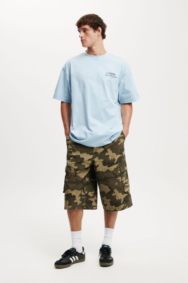 Cotton On Box Fit Text T-Shirt Pearl Blue/lucid Collective