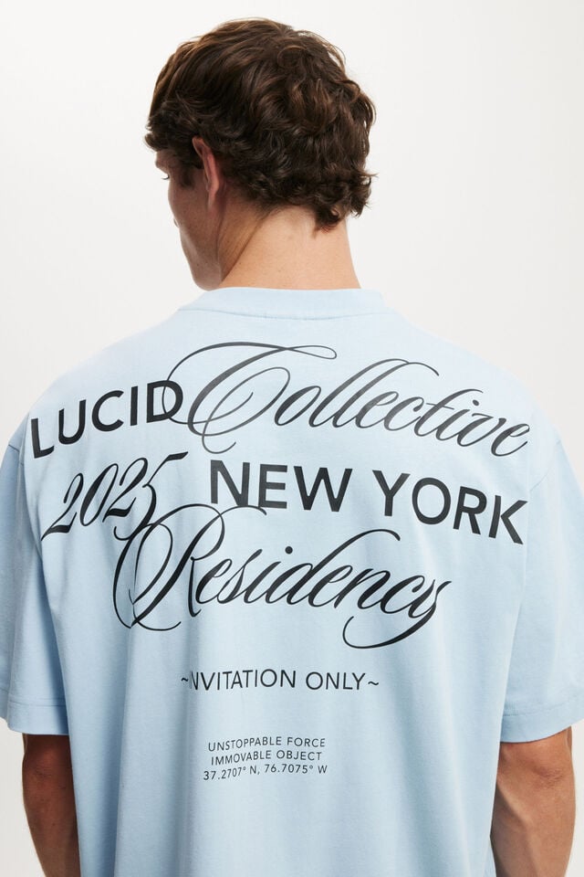 Cotton On Box Fit Text T-Shirt Pearl Blue/lucid Collective