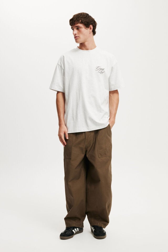 Cotton On Box Fit Text T-Shirt White Marle/guest List