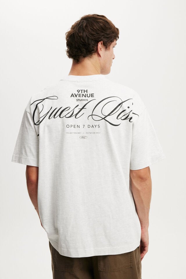 Cotton On Box Fit Text T-Shirt White Marle/guest List