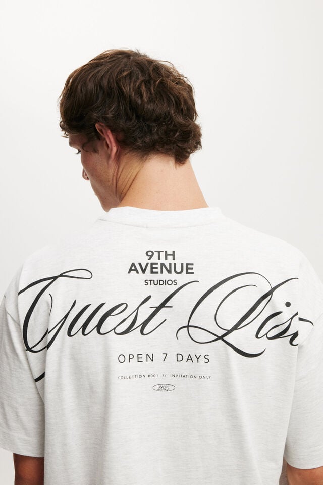 Cotton On Box Fit Text T-Shirt White Marle/guest List