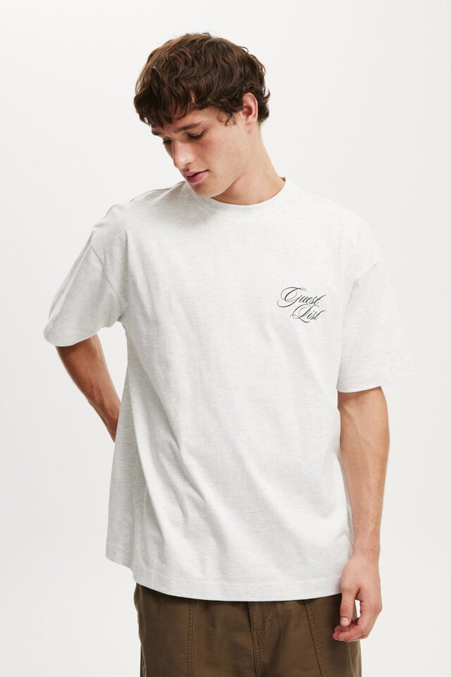 cotton on Box Fit Text T-Shirt white marle/guest list