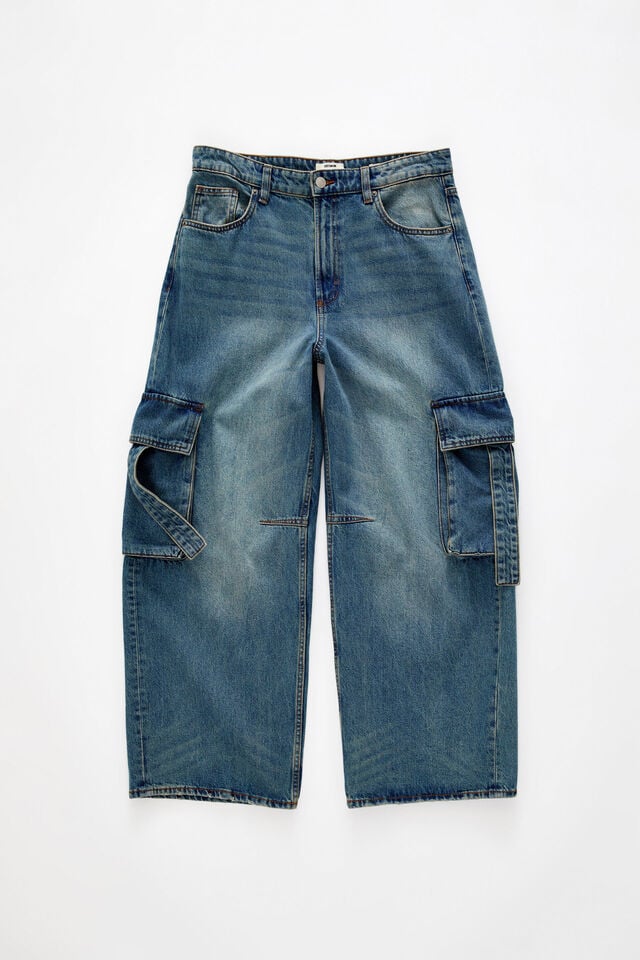 Cotton On Boyfriend Super Baggy Jean Cargo Otis Blue