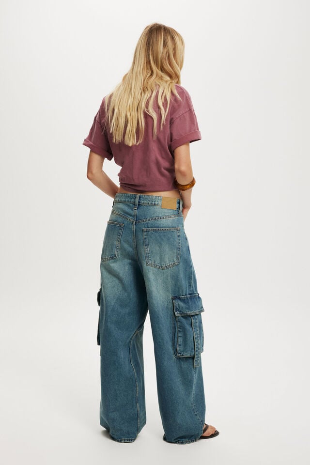 Cotton On Boyfriend Super Baggy Jean Cargo Otis Blue