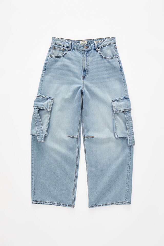 Cotton On Boyfriend Super Baggy Jean Cargo Remi Blue