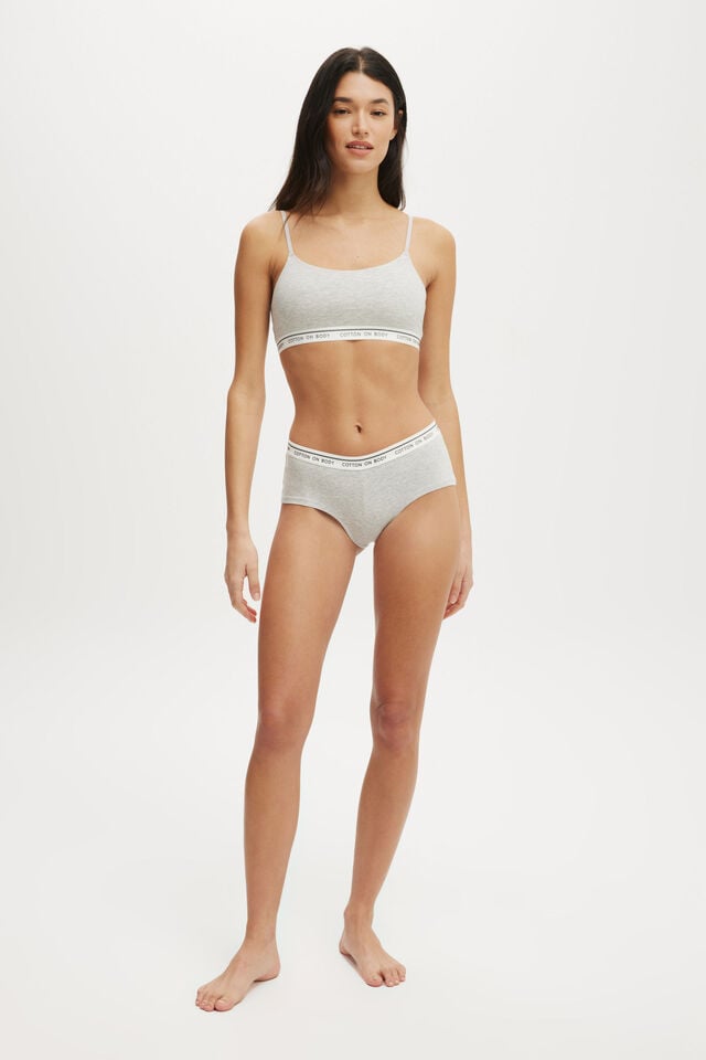 cotton on Branded Cotton Cheeky Boyshort grey marle