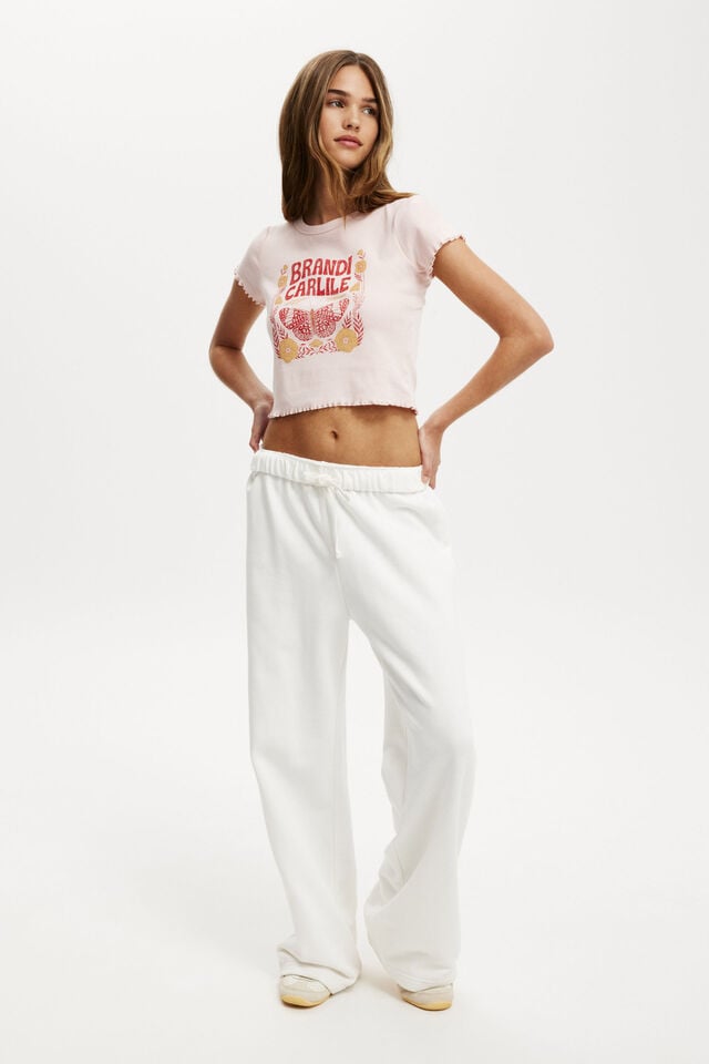 Cotton On Brandi Carlile Micro Lettuce Graphic Tee Lcn Mt Brandi Carlile/ Pale Blush