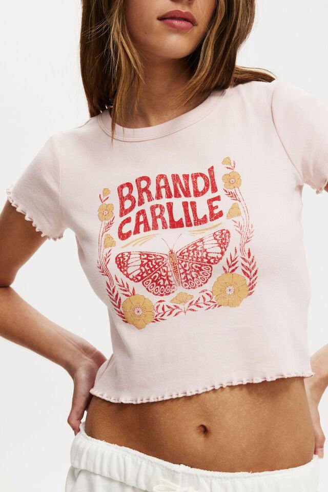 Cotton On Brandi Carlile Micro Lettuce Graphic Tee Lcn Mt Brandi Carlile/ Pale Blush