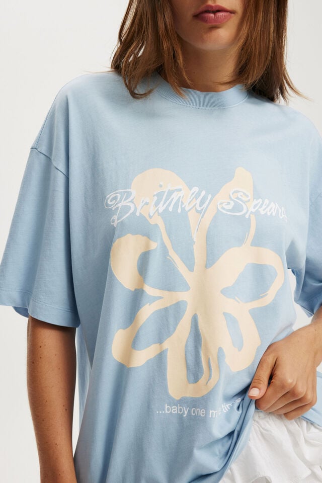 Cotton On Britney Spears Boxy Graphic Tee Lcn Br Britney Spears One More Time/ Dusk Blu