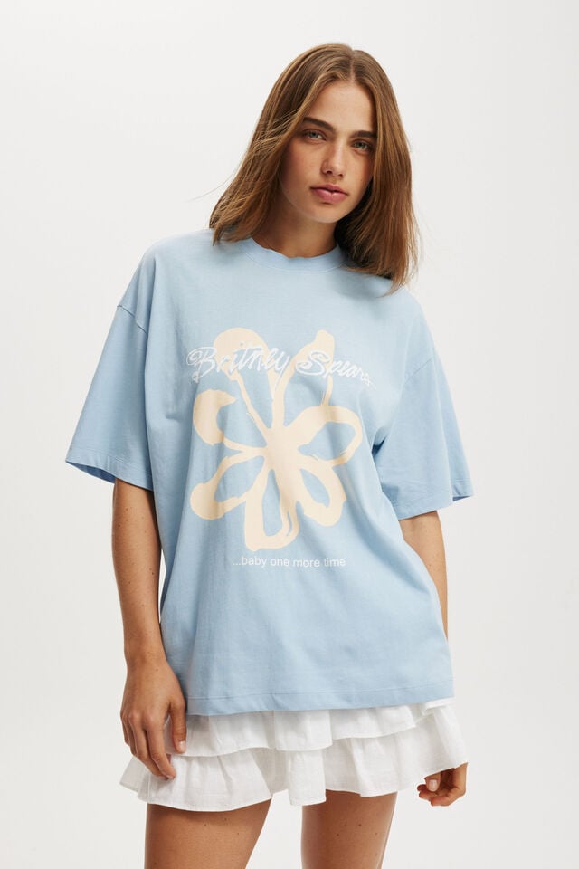 cotton on Britney Spears Boxy Graphic Tee lcn br britney spears one more time/ dusk blu