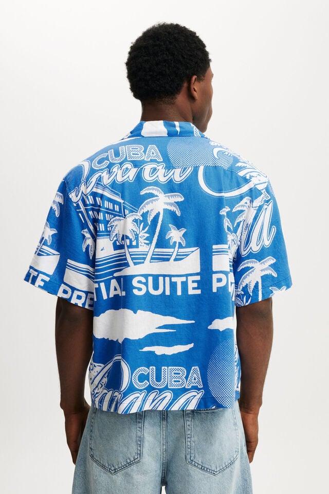 Cotton On Cabana Short Sleeve Shirt Blue Havana Print