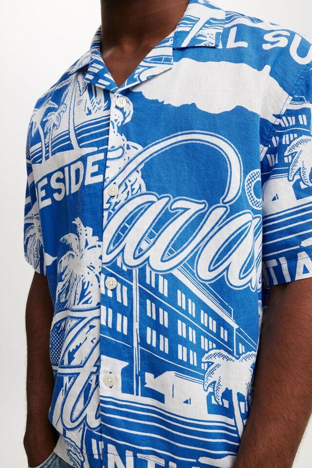 Cotton On Cabana Short Sleeve Shirt Blue Havana Print