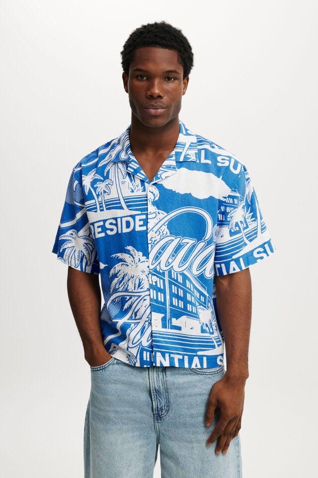 cotton on Cabana Short Sleeve Shirt blue havana print