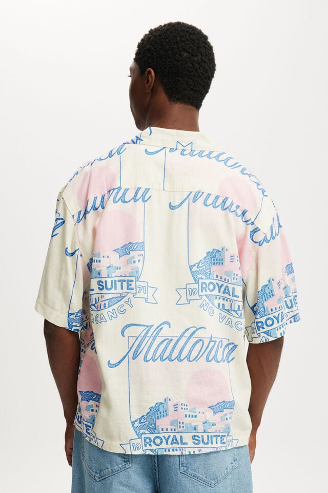Cotton On Cabana Short Sleeve Shirt Cream Puff Mallorca Print