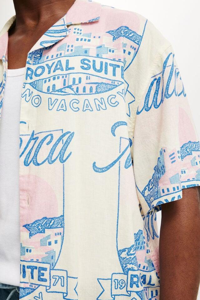 Cotton On Cabana Short Sleeve Shirt Cream Puff Mallorca Print