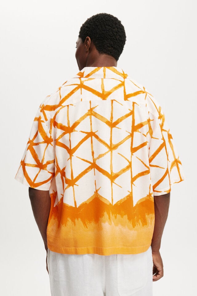 Cotton On Cabana Short Sleeve Shirt Orange Abstract Print