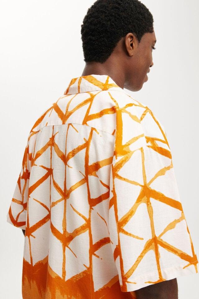 Cotton On Cabana Short Sleeve Shirt Orange Abstract Print