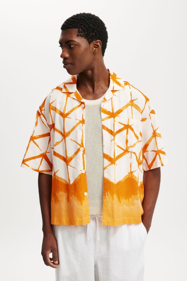 cotton on Cabana Short Sleeve Shirt orange abstract print
