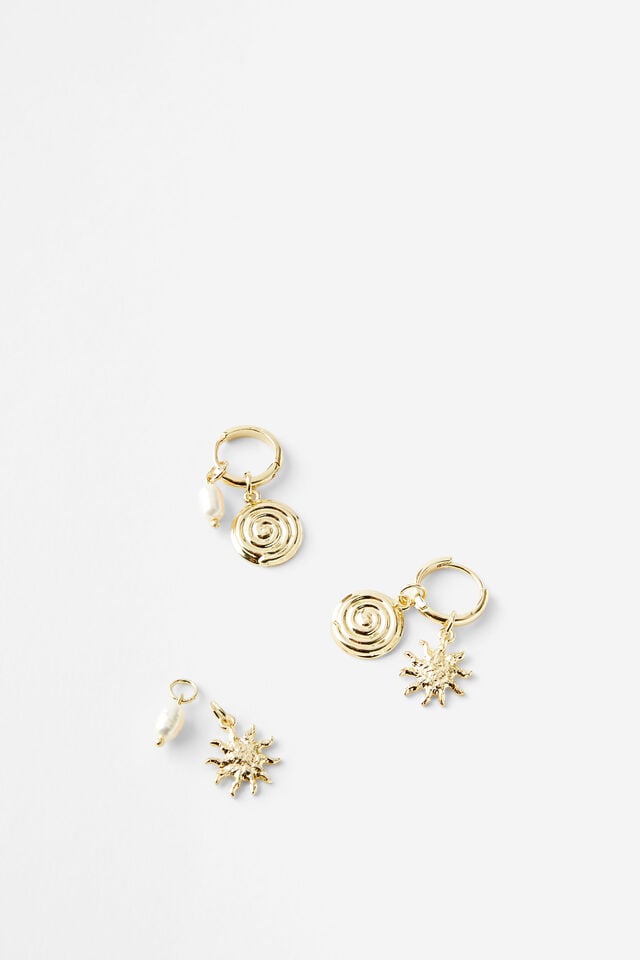 cotton on Charm Huggie Set up boho sun multi charm gold