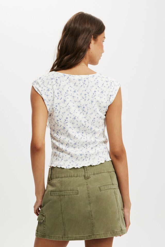 Cotton On Chelsea Open Front Top Portia Ditsy Dusk Blue