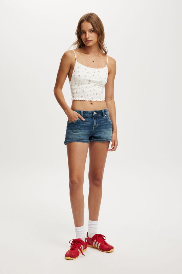 Cotton On Chloe Shirred Cami Millicent Ditsy Vintage White