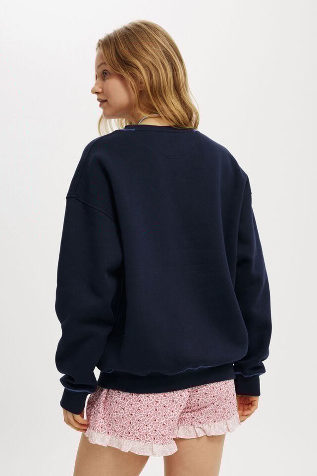 Cotton On Classic Crew With Liberty Fabric Graphic Bow/total Eclipse